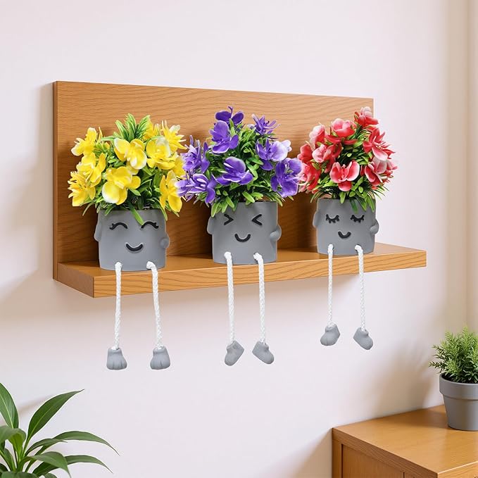 Zerzsy Set of 3 Small Artificial Plants in Pots,Cute Fake Potted Plants with Hanging Leg Planter for Window Sill Desk Bathroom Decor, Home Office Artificial Succulent Plants