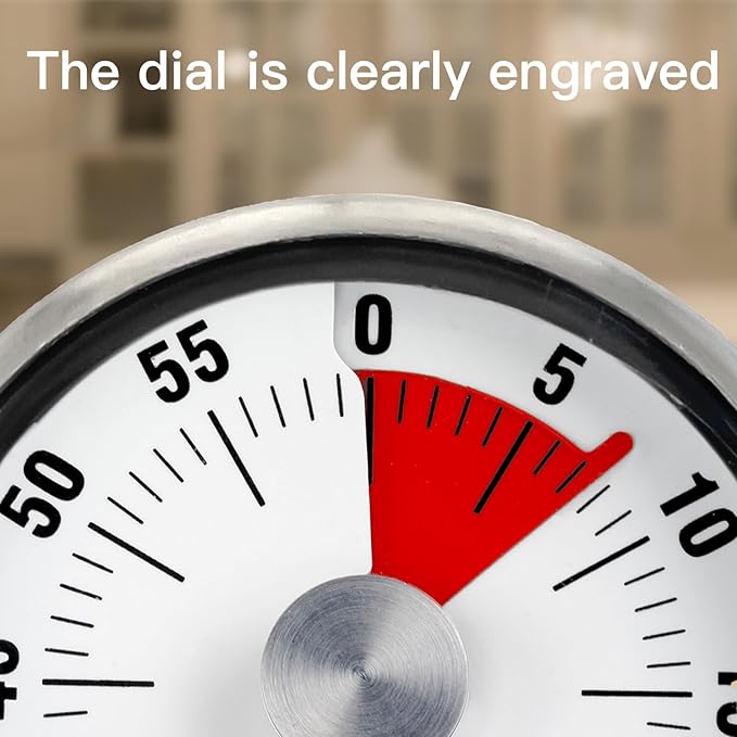 2pcs Magnetic Mechanical Kitchen Visual Timer, Countdown 60 Minute Wind Up Reminder Tool for Baking Cooking Steaming Tanning Learning White