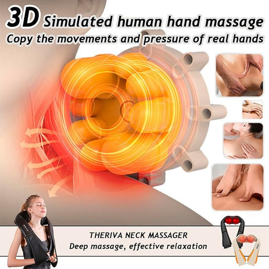 Herfes Neck Massager, Official Herfessmartlife Neck Shoulder Back Massager with Heat & Compression, 16 Massage Nodes, Ergonomic U-Shaped, Deep Tissue 3D Kneading Herfes, Ideal Gift (Black)