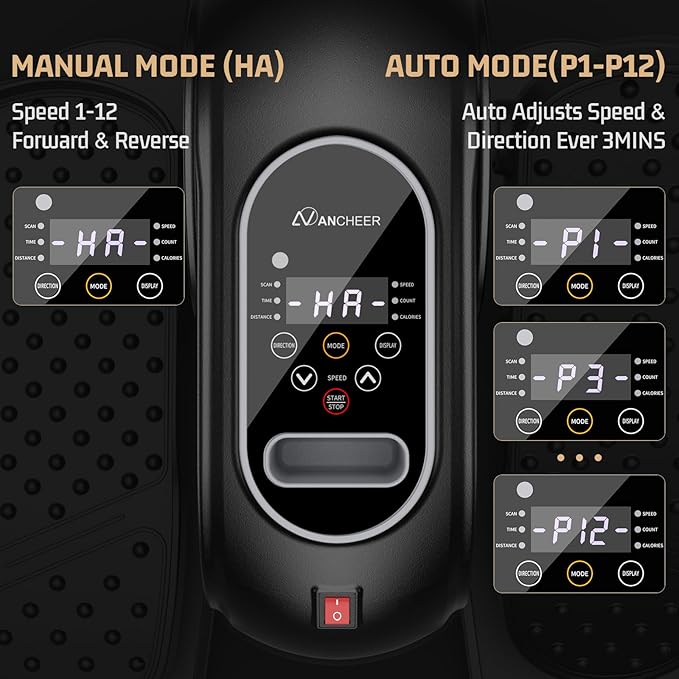 ANCHEER Under Desk Elliptical Machine, Electric Seated Pedal Exerciser Machine with 12 Adjustable Speed, Quiet & Portable, LCD Display Monitor, Remote Control, Leg Exerciser for Home Office