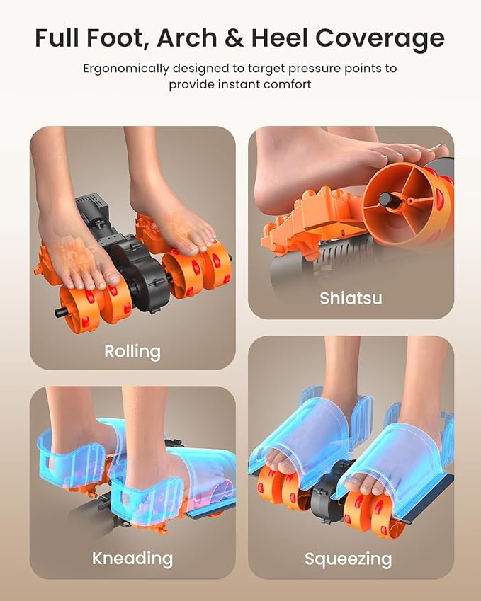 RENPHO Foot Massager Machine with Heat [2025 Upgraded], Shiatsu Foot Massager for Plantar Fasciitis, Birthday Gifts for Women, Wireless Control, FM059R-BK