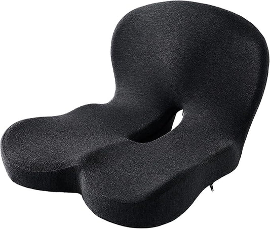 Memory Foam Contoured Seat Cushion with L-Shaped Ergonomic Design for Office Chair Car Seats  Seat Cushion for Truck Driver, Truck Car Seat Cushions for Driving Lumbar Support(Black)