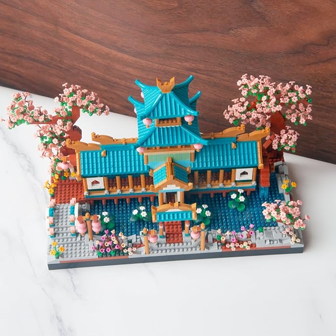 Finger Rock Cherry Blossom Bonsai Tree Building Set, Japanese Architecture Sakura Micro Block Building Set for Adults, Collectible Creative Gift for Kids 14+ (2350 Pieces)