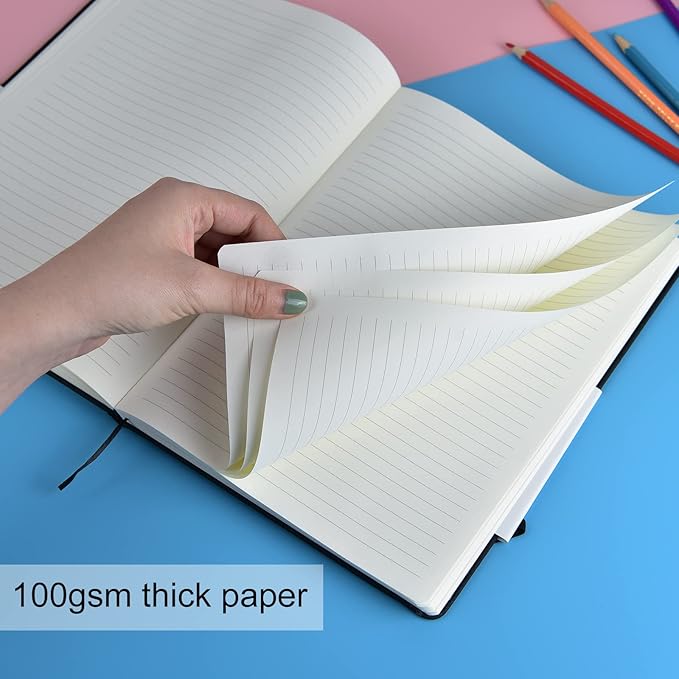 2 Pack B5 Journal Notebooks Classic College Ruled Notebooks Hardcover Lined Journals for Office Home School Business Writing Note Taking, 10.2 x 7.5 inch, 100GSM Thick Paper, 160 Pages (Black)