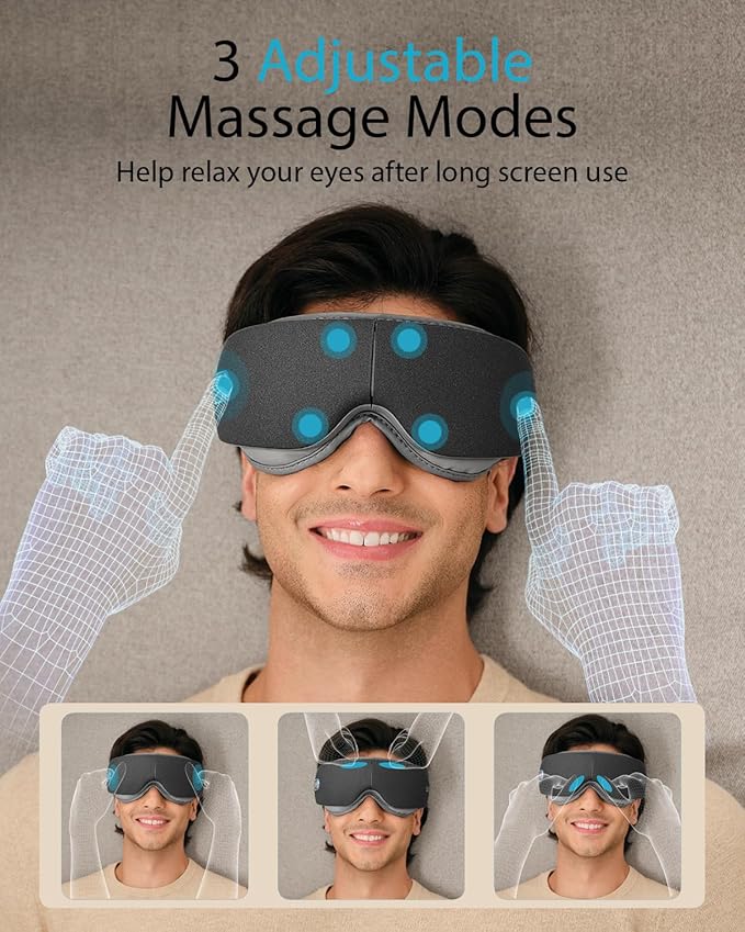 SKG Heated Eye Massager, Portable Eye Mask for Relax & Eye Strain Relief, Bluetooth Massaging Eye Massager Ideal Mother's Day/Birthday Gift for Mom, Dad, Women, Men