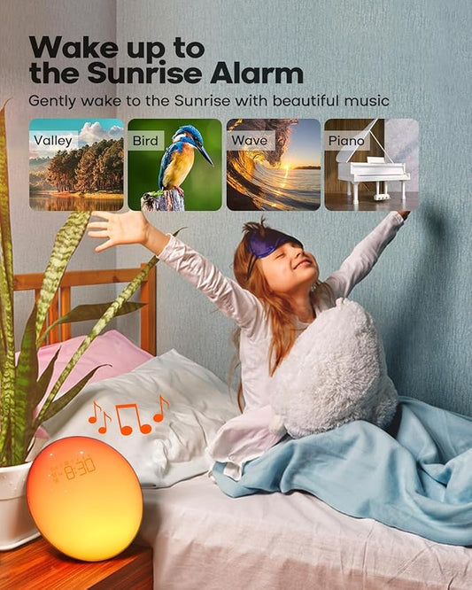 Dekala Sunrise Alarm Clock, Smart App Control, Bluetooth Speaker, Wake up Light Sunlight Sunset Lamp, White Noise Sound Machine, Night Light for Bedrooms, Alarms for Heavy Sleepers Kids & Adults