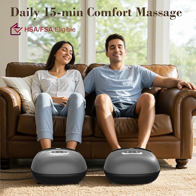Foot Massager with Heat, FSA HSA Eligible Shiatsu Foot Massager Machine for Plantar Fasciitis, Adjustable Vibration & Pressure for Neuropathy Pain, Women Men Gifts, Fits Up to 12"(Gray)