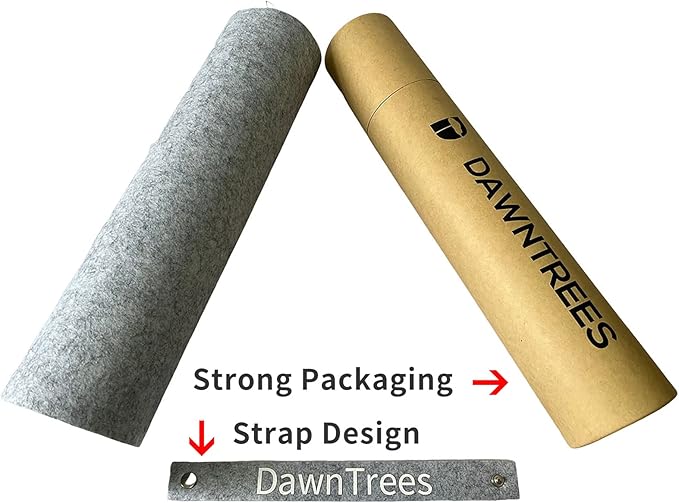 DAWNTREES Non-Slip Felt Desk Mat | 35.5''x15.7'' | Large Computer Desk Mat Keyboard and Mouse Pad | Office Desktop Pad Protector (Light Grey)