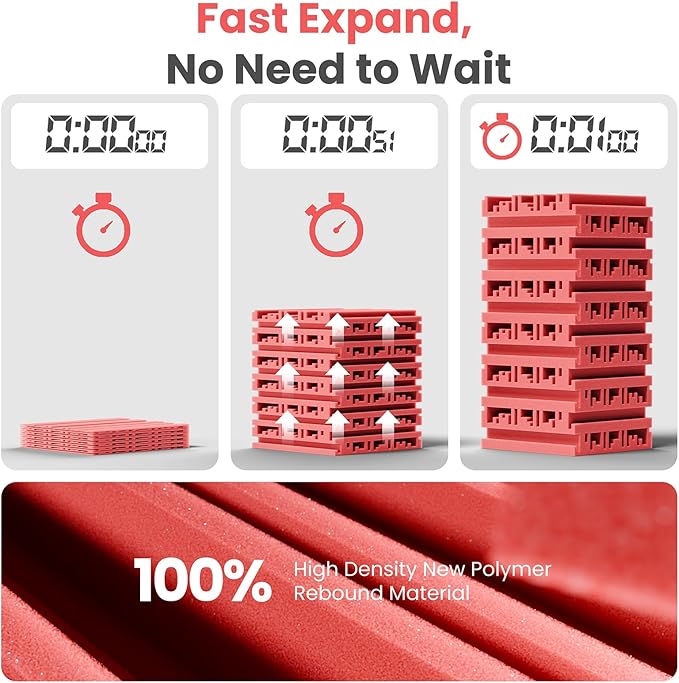 12 Pack Acoustic Foam Panels for Walls, 12" x 12" x 2" Soundproof Wall Panels, Self-Adhesive Soundproofing Padding, High Resilience Sound Absorbing Panels for Home Studios, Offices - Red