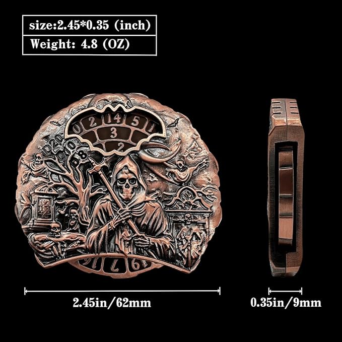 DND Spinner Dice Unique Roulette Dice, D4,D6, D8, D10, D12,D20,D% 7-in-1 Metal dice, for Dungeons and Dragons and Tabletop Games (Ancient Red Coppe- Spectre)