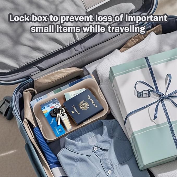 SANIDIKA Lockable Storage Box, Locking Medicine Box, Cell Phone Locked Jail, Food Medical Lockbox, Containers Bin for Personal Refrigerator Home Office Organization Travel Gift,9.25 x 5 x 3.6 (Cream)