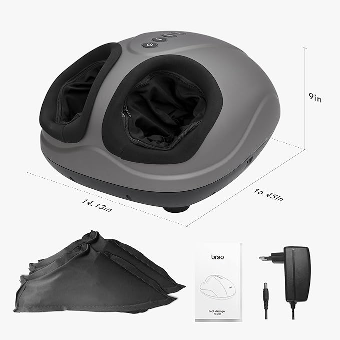 Breo Foot Massager with Heat, Deep Tissue Kneading, Shiatsu Massage Machine for Relax, Relieve Foot Pain, Plantar Fasciitis, Fits Feet Up to Men Size 12, Mother's Day Gift