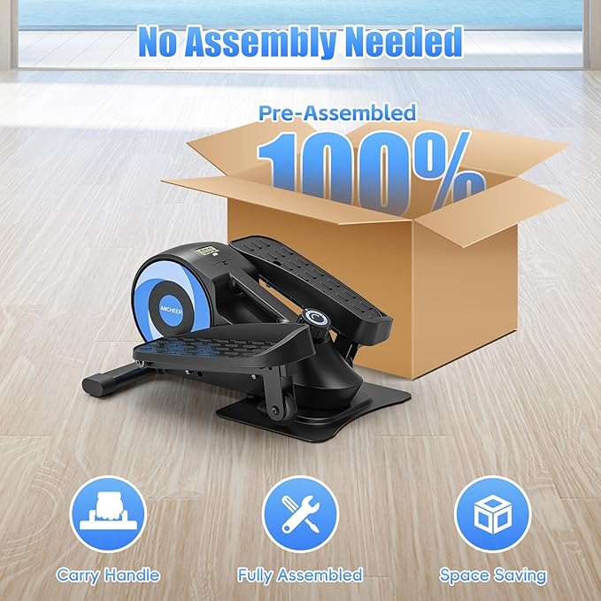 ANCHEER Under Desk Elliptical, Under Desk Bike Pedal Exerciser, Ultra-Quiet Mini Elliptical Machines for Home Office Use, Fully Assembled Leg Exerciser 2 in 1 Seated Standing Elliptical