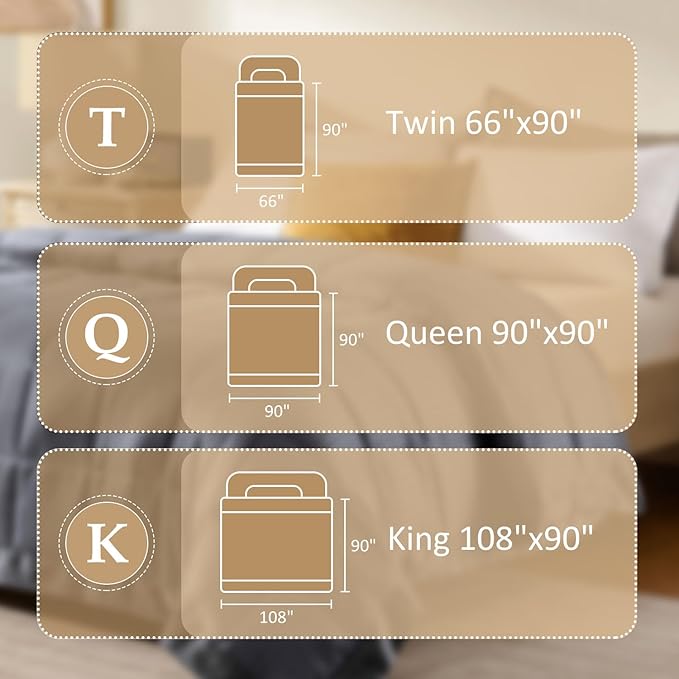 downluxe Queen Size Blanket with Satin Trim, Lightweight Down Alternative Blankets Queen Size for All Season, Machine Washable (Grey, 90x90 Inch)