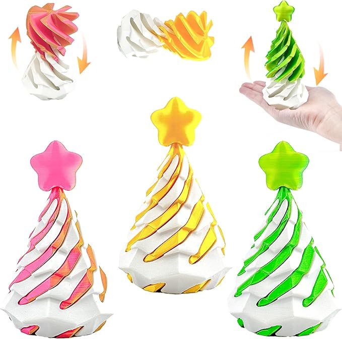 3 Pack Spiral Cone Fidget Toy, Pyramid Passthrough Sculpture, Mini Cones Pass Through Pyramid Fidget Toy for Stress and Anxiety Relaxing