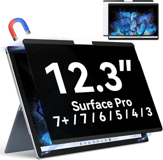 Magnetic Privacy Filter Compatible with Microsoft Surface Pro 7 Plus/Pro 7/Pro 6/Pro 5/Pro 4/Pro 3, 12.3 Inch Removable Anti Spy Glare Blue Light Privacy Screen
