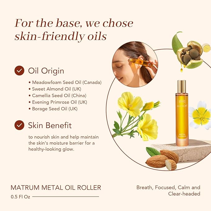 MATRUM Breath, Focused, Calm and Clear-Headed Essential Oil Roller | Metal Element | Lemon, Orange, Tea Tree, Frankincense, Boswellia Carterii, Picea Leaf, Mentholum, Ginger Oil etc, 0.5 Fl Oz