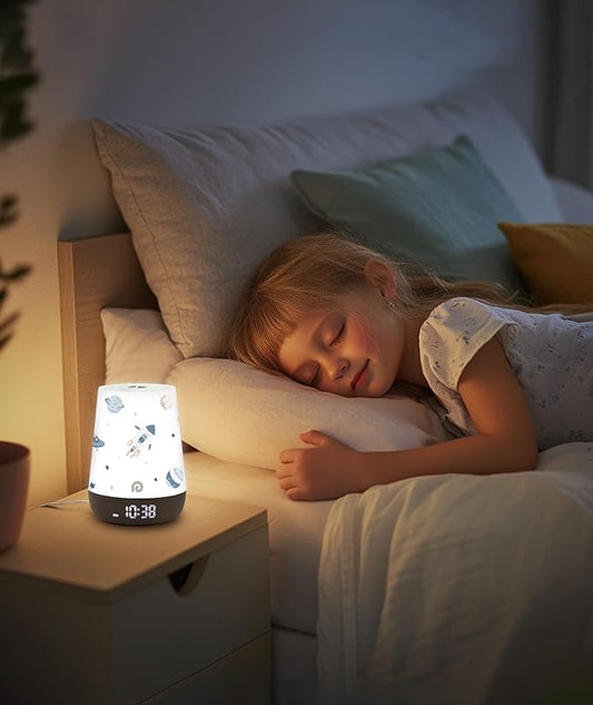 Dreamegg Nite 1 - Baby Sound Machine, Sleep Trainer, Night Light for Kids, Ok to Wake Alarm Clock, 34 Soothing Sounds, App Control, White Noise Sound Machine for Baby Kids Toddler Nursery(Star Travel)