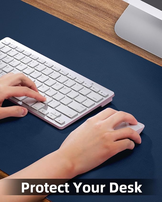 Non-Slip Desk mat,PULeather Desk Pad Protector, Office Desk Mat, Large Mouse Pad,Desk Blotter, Laptop Desk Pad, Waterproof Desk Writing Pad for Office and Home (Midnight Blue, 35.4" x 17")