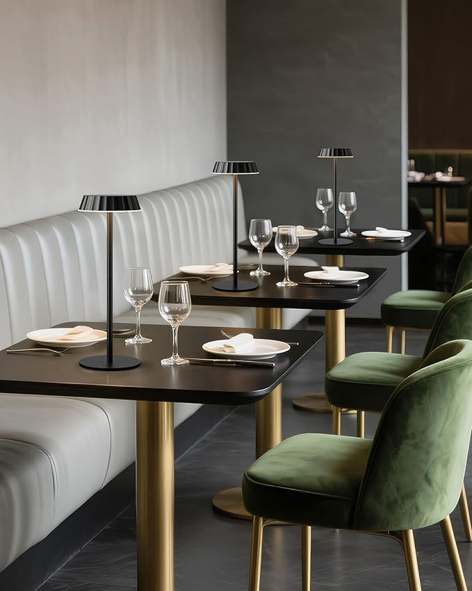 EppieBasic Cordless Table Lamp Rechargeable: 2 Pack Fast Charging Lamp - 5000mAh Battery Operated Portable Metal Table Light for Restaurant Patio Outdoor