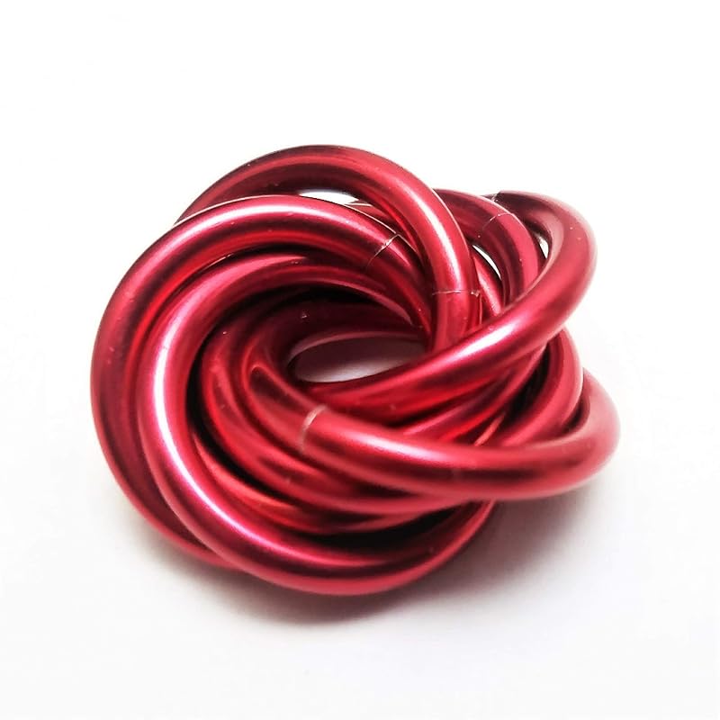 Möbii Fidget Ball (Solid Color): Quiet Mobius ADHD Anxiety Stim Stress Relief Toy Tool for Home Travel Office or Desk (Small, Half, Ruby)