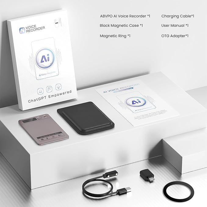 AI Voice Recorder, Transcribe & Summarize, AI Noise Cancellation Technology, Supports 152 Languages, 64GB Memory APP Control Audio Recorder for Lectures, Meetings, Calls (Starlight)