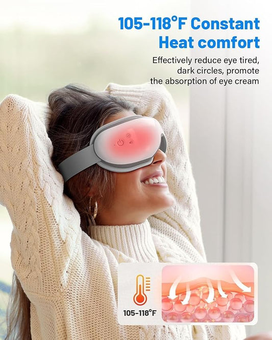 cotsoco Eye Massager with Heat, Birthday Gifts for Women, Heated Eye Mask with Bluetooth Music, Relax & Reduce Strain Dark Circles and Improve Sleep, Gift for Mom Dad Women Men