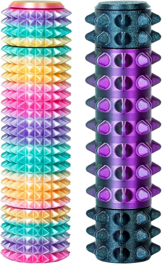 Little Pain Stim Ouchies Fidget Toys for Adults,3D Printed Spiky Pain Stim, Sensory Fidget for Stress & Anxiety Relief, ADHD, Autism,Office Desk Toys (Black Purple+Rainbow)