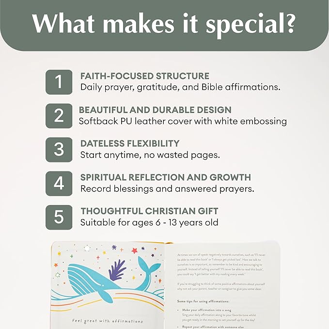 Daily Prayer & Gratitude Journal For Children (6 Month, Dateless). Christian Faith Books For Kids. Bible study for kids. Religious books for kids. Kids Christian Gift: Age 6-13 years.