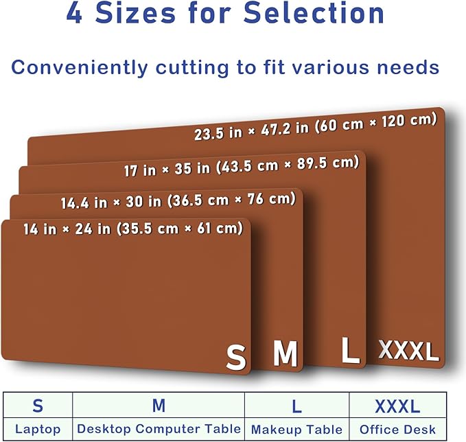 Boutilon Leather Desk Pad Protector,Non-Slip Mouse Pad,Laptop Desk Pad,Office Mouse Mat,Waterproof Leather Desk Blotter,Desk Writing Pad for Office and Home (M-Brown,30"x14")