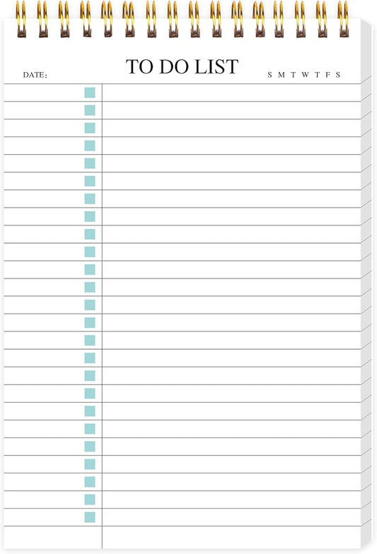 KAICN To Do List Notepad, Undated Daily Planner Notepad With To Do List Notebook Checklist Planner Spiral Waterproof Notepad for Office Supplies, School Planner, Green, 52 Sheets, 5.5"*8.3" A5 Size