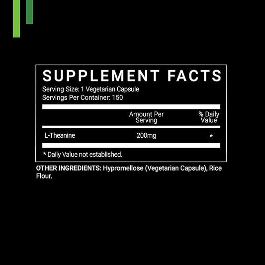 L-Theanine 200mg — 150 Count (V-Capsules) / 150 Servings Manufactured in a cGMP-Registered Facility in USA; Non-GMO, Vegan & Gluten Free