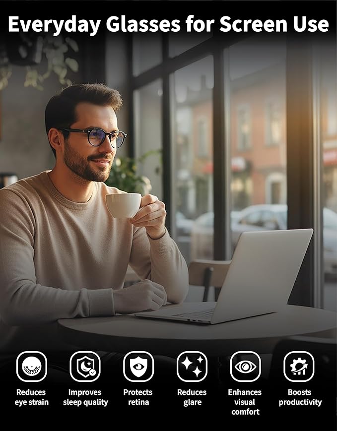 Xenvue Blue Light Blocking Glasses for Men – Premium + Stylish Computer and Screen Eyewear, Reduce Eye Strain