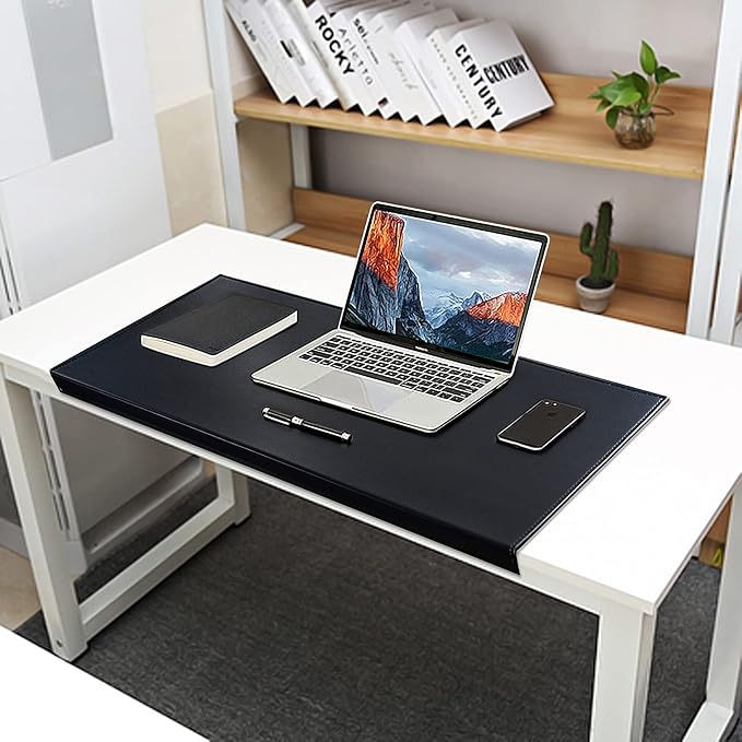 AKOZLIN 31.5"x15.8" Soft PU Leather Surface Office Desk Mouse Mat Pad with Full Grip Fixation Lip Table Blotter Edge-Locked Protector