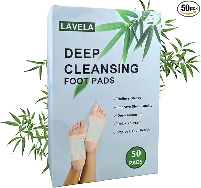 LAVELA Deep Cleansing Foot Pads –Ginger Oil Foot Pads for Foot Care, Lymphatic Drainage Foot Patches, Help for Body Deep Cleansing, Relief Stress and Promote Sleeping (50 Pads)