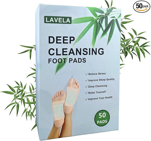 LAVELA Deep Cleansing Foot Pads –Ginger Oil Foot Pads for Foot Care, Lymphatic Drainage Foot Patches, Help for Body Deep Cleansing, Relief Stress and Promote Sleeping (50 Pads)