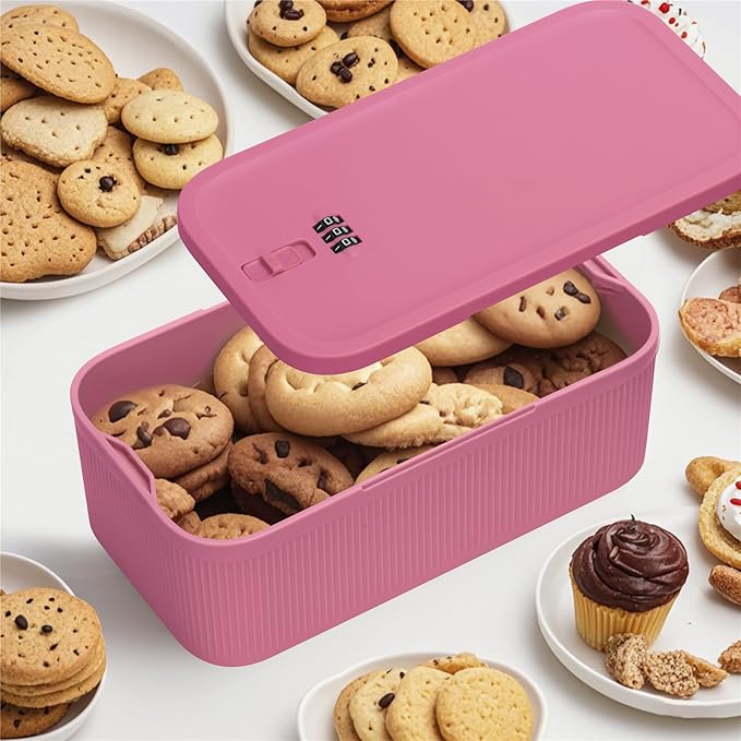 Lockable Storage Box,Medicine Safe Case Container,Refrigerator Lockbox for Personal Private Items,Medicines,Food,Snacks,Locking Cell Phone Smart Device Jail,Small Lock Box for Office,Home (Berry)