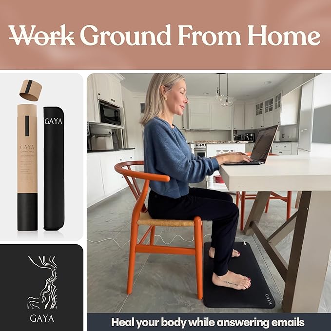 GAYA Grounding Mat for Feet, Sleep Improvement, Back Pain Relief, Muscle Relaxation & Stress, Earthing Pads for Bed, Ground for Desk, Earth Mats, Bedding Pad (24''X16'')