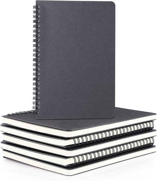 EUSOAR College Ruled Notebooks, 6 Packs 5.5" x 8.3" 120 Pages Grey A5 Spiral Notebook Bulk, Hardcover Lined Writing Notebooks Sketchbook Set, Office Meeting Essentials Composition School Supplies