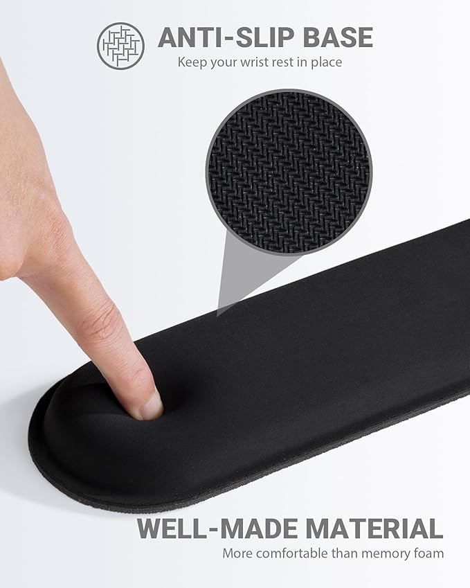 Ergonomic Mouse Pad Wrist Support Set, Memory Foam Keyboard Wrist Rest Set, Ergonomic Keyboard Pad, Non-Slip Base Mousepad（Black Set）