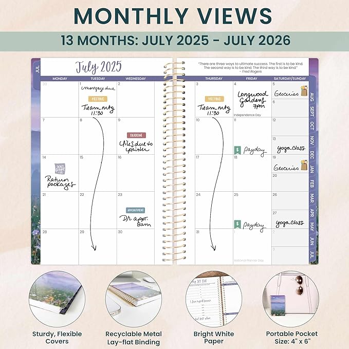 bloom daily planners 2025-2026 Academic Year Pocket Planner (July 2025 - July 2026) - 4” x 6” MINI Weekly Monthly Agenda Organizer & Calendar Book - Mystical Mountains