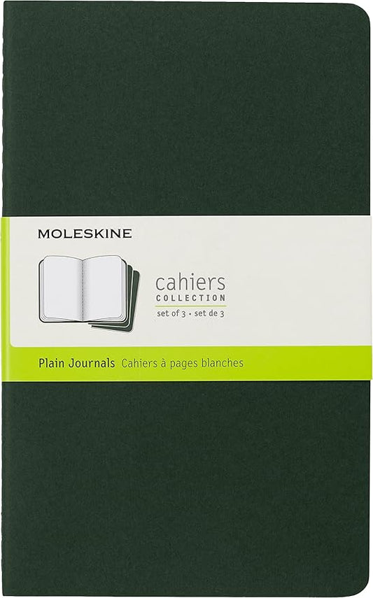 Moleskine Cahier Journal, Soft Cover, Large (5" x 8.25") Ruled/Lined, Black, 80 Pages (Set of 3)
