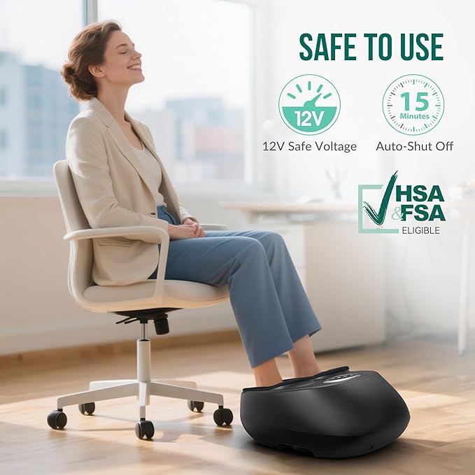 Snailax Shiatsu Foot Massager with Heat, Kneading, Compression, Vibration, Feet Massage Machine for Plantar Fasciitis, Neuropathy, Foot Warmer, Gifts for Women Men,Size 13