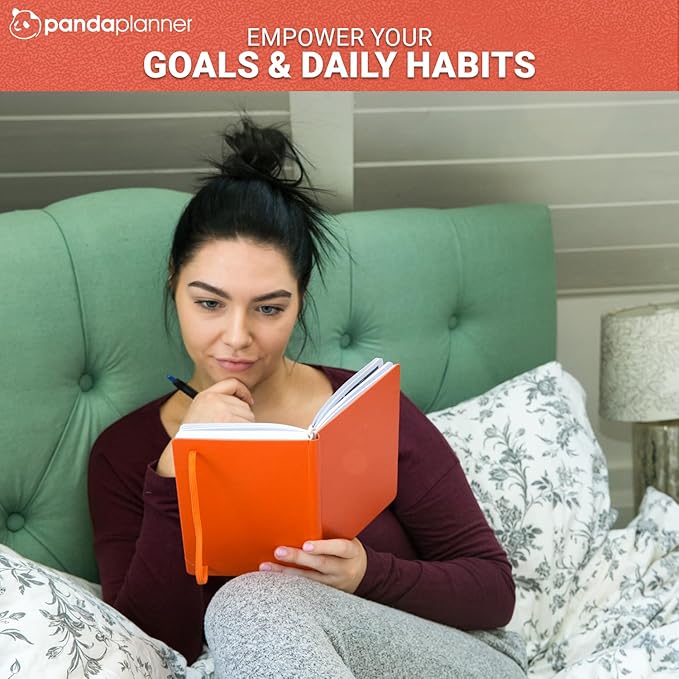 Panda Planner Daily Planner 2025-2026 – Classic Undated Productivity Planner & Hourly Schedule Notebook – Day Planner for Focus & Goals – Orange