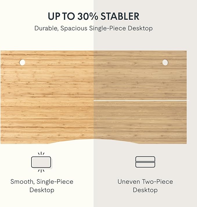 FLEXISPOT EN2 Whole-Piece Bamboo Standing Desk with Clamp Power Strip, 55 x 28 Electric Stand Up Height Adjustable Desk with Cable Management (Black Frame + 55" Bamboo Top, 2 Packages)