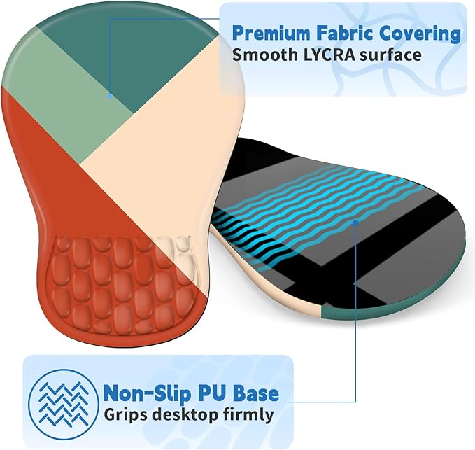 Ergonomic Mouse Pad with Wrist Rest Support, Mousepad with Comfortable Memory Foam Wrist Rest and Non-Slip PU Base for Pain Relief, Computer, Laptop, Office, Home (Blocks)
