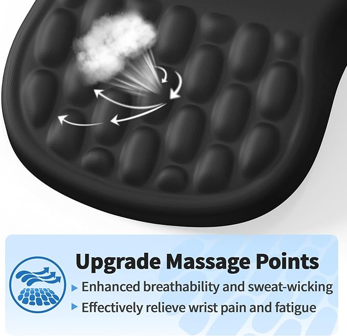 Ergonomic Mouse Pad with Wrist Rest Support, Mousepad with Comfortable Memory Foam Wrist Rest and Non-Slip PU Base for Pain Relief, Computer, Laptop, Office, Home (Black)