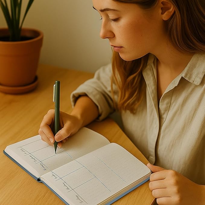 Dot Grid Journal with 160GSM Thick Paper, 192 Pages, A5 Dotted Notebook for Work, School, Travel | 180° Lay Flat, Foil Stamped Cover, Elastic Band, 2 Bookmarks & Inner Pocket,Dark Green