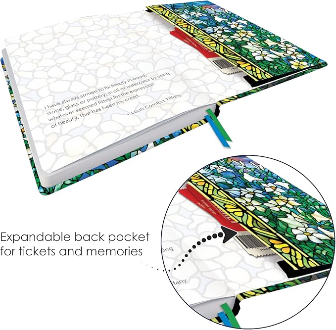 RainCaper Vegan Leather Journal Notebook, 160 Dot-Grid Pages, 5.7 inches x 8 inches, Journal - Tiffany Field of Lilies