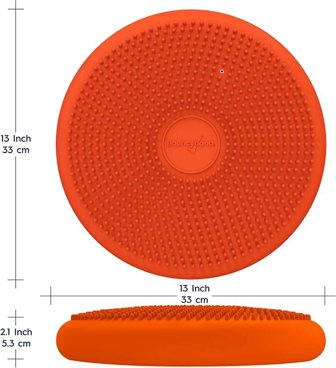 Bouncyband – Wiggle Seat – Orange, 13” D – Large Sensory Cushion for Kids Ages 6-18+ – Promotes Active Learning, Improves Student Productivity, Includes Easy-Inflation Pump